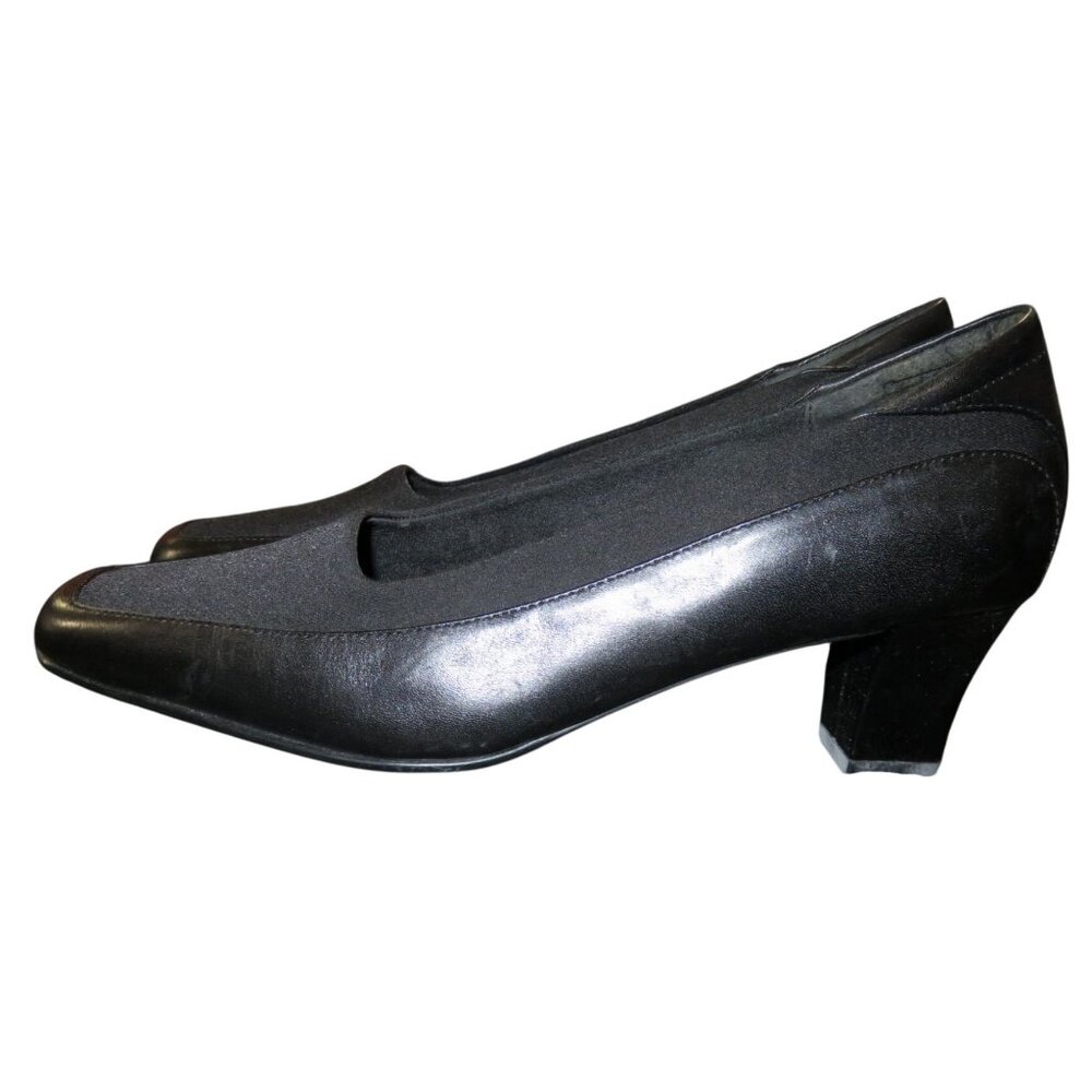Naturalizer Black Block Heeled Fabric Upper Loafers Comfort footbed technology 7